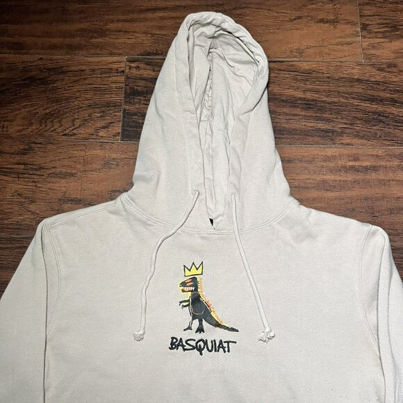 Jean-Michel Basquiat Long Sleeve Hoodie Dinosaur T-Rex Men’s Size Medium - Picture 2 of 8